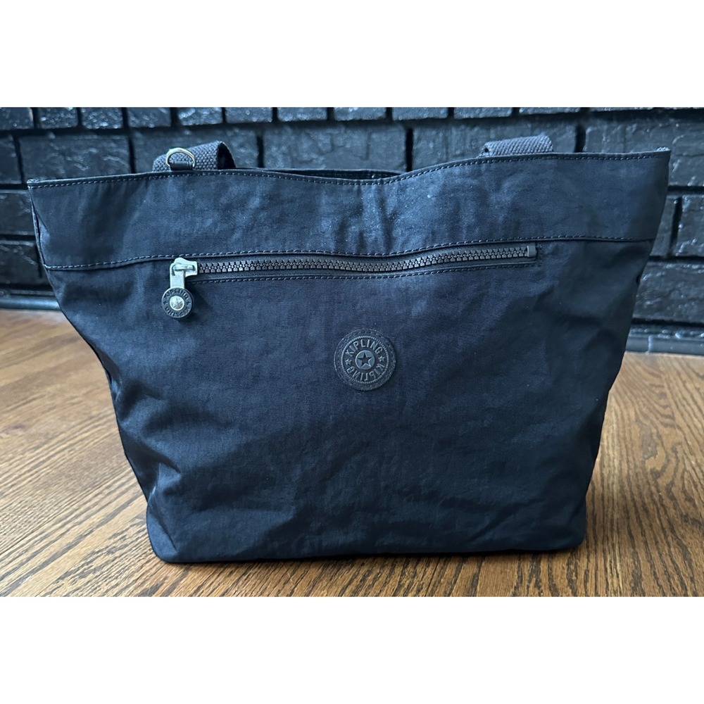 Kipling Jerimiah Tote Bag Black Nylon Zip Closure Travel Purse Medium